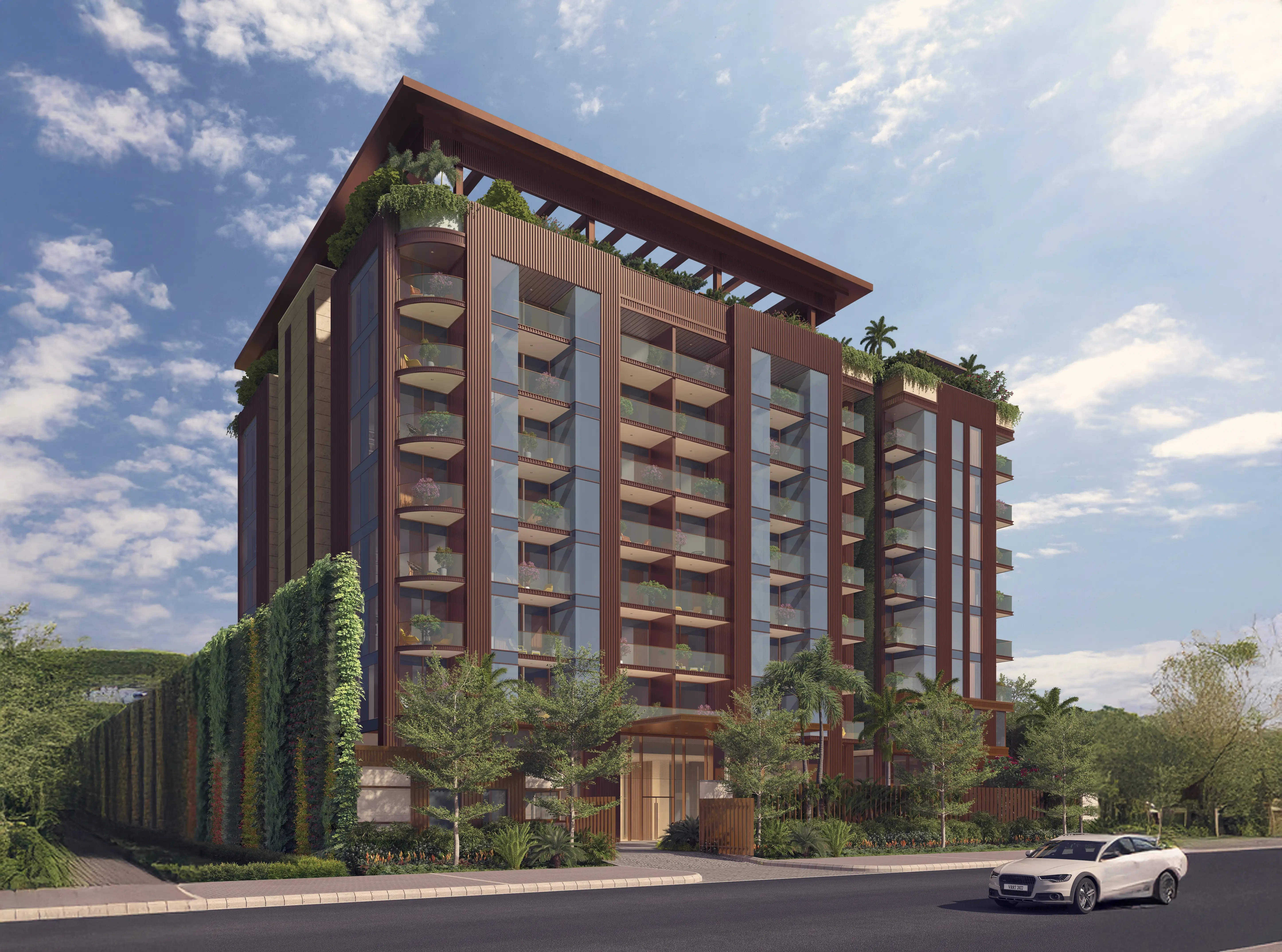 Luxury residential facade at Godrej Connaught One
