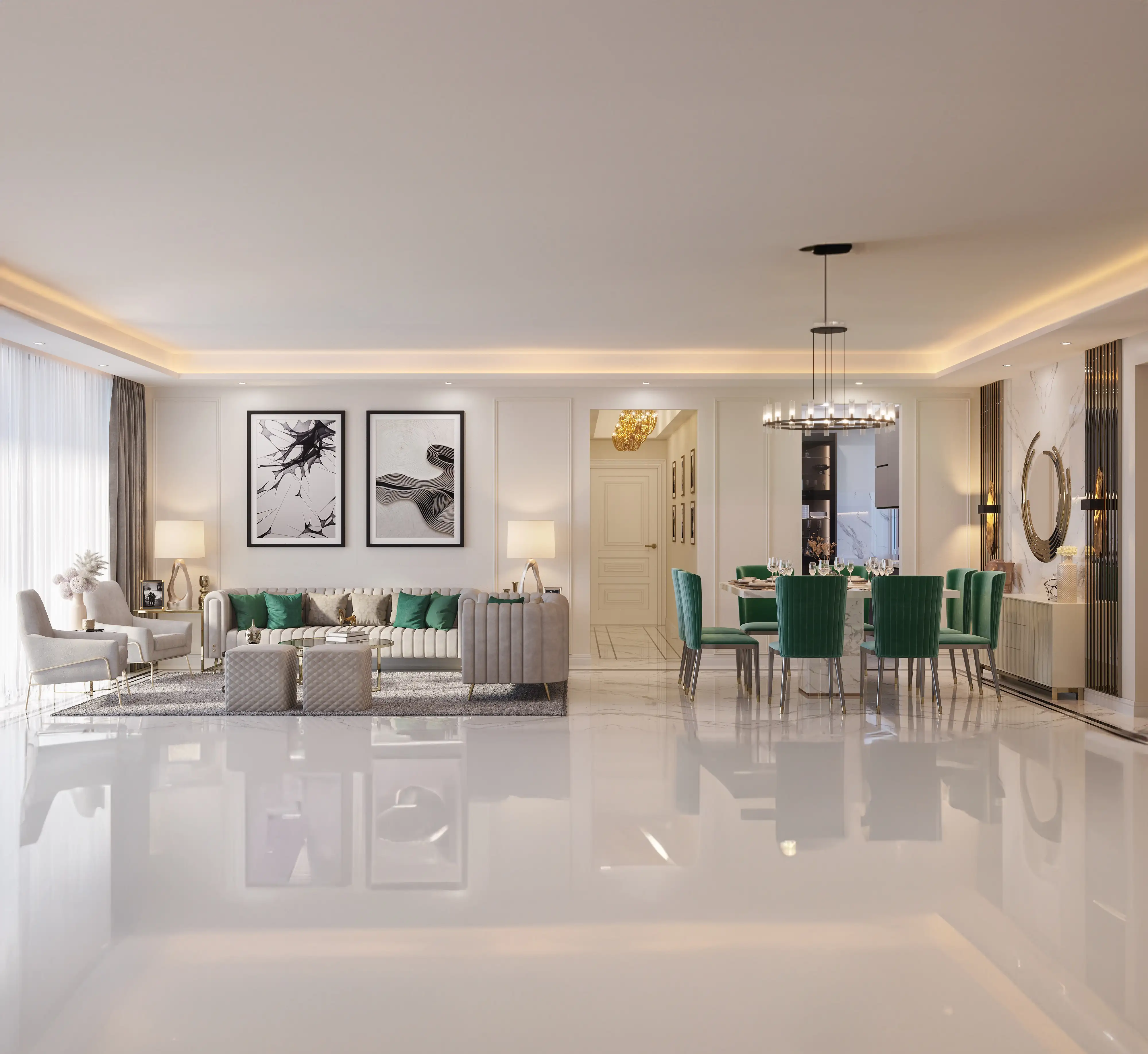Godrej Connaught One dining and living space